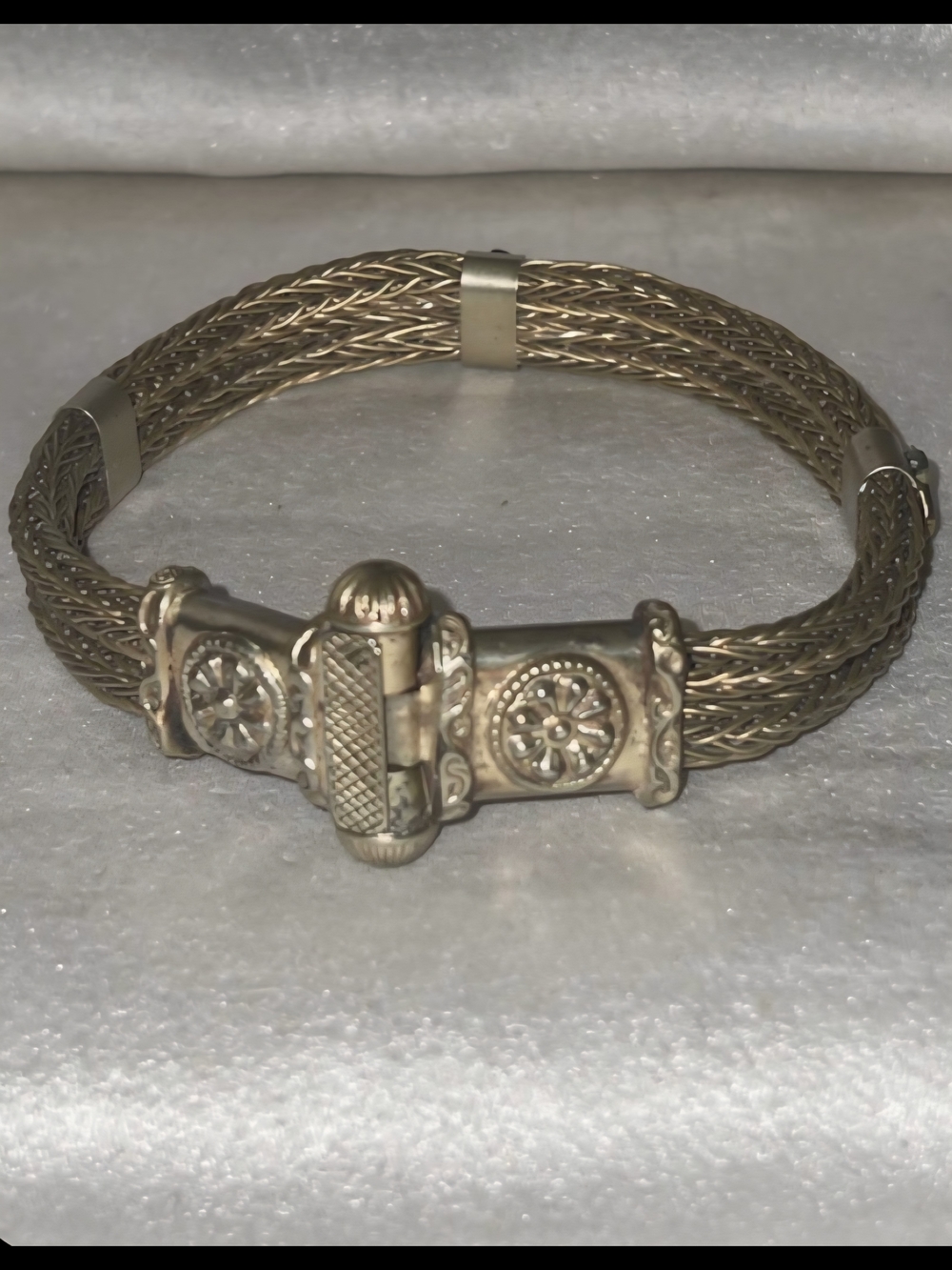 Woven Gold-Tone Hinged Bracelet